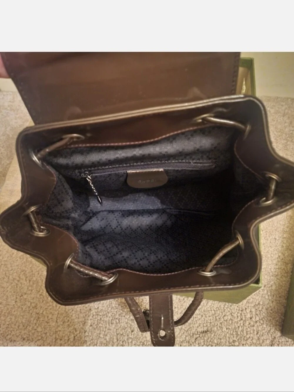 Vintage Gucci Brown Leather Mini Backpack Bag Rare Beauty